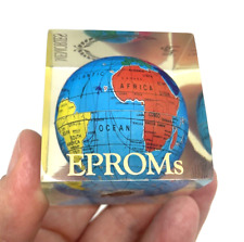 VTG Intel Lucite Paperweight Globe Memory Memories Dram Eprom Sram Flash picture