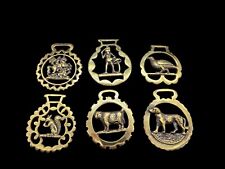 Vintage Brass Horse Harness Bridle Saddle Medallions  Lot of 6 Dog Troll Sheep++ picture