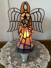 Tiffany Style Stained Glass Angel Night Light Lamp Christmas Stocking Holder picture