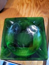 Vintage Emerald Green Glass Ashtray Cigar Mid Century Modern 4.75 picture