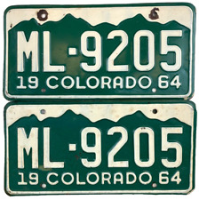 Colorado 1964 Car License Plate Set For Cruise Night Man Cave Decor Collector picture