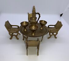 brass decorative mini table and chairs and cups and jug picture