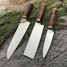 SHARD BLADE HAND FORGED D2 STEEL CHEF SET CLEAVER PARING KNIFE ROSEWOOD HANDLE picture