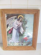 Vintage Black African American Guardian Angel Lithograph - Framed picture