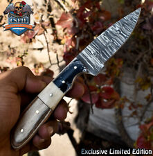 CSFIF Custom Skinner Knife Twist Damascus Bone and Wood Micrata Bolster Sports picture