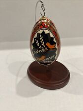 Vtg Pysansky Egg On A Wire Stand 2 Birds Made For Bard’s EUC picture