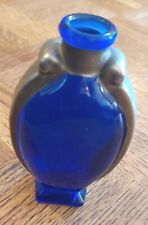 Silvestri Cobalt Blue Venus Art Glass Flacon Perfume Bottle Rose Silver Plate picture