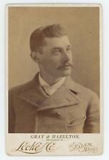Antique Circa 1880s Cabinet Card Incredibly Handsome Man Mustache Salem, MA picture