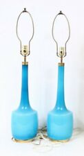 GENUINE PAIR OF SVEND AAGE HOLM SORENSEN MID CENTURY TURQUOISE GLASS TABLE LAMPS picture