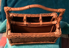 VTG Bamboo /Wicker Basket Utensil Caddy Storage Organizer-12