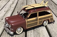 1949 Ford Woody with Surf Boards Retro Tin Art Metal Model Car, 7” x 15” picture