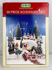 Vintage Christmas 30pc Village Accessories Working Lights Complete Lemax 1995 picture