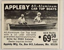 1964 Print Ad Appleby Aluminum Car-Top Boats Made in Lebanon,Missouri picture