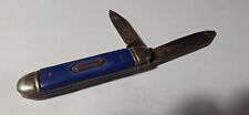 Vintage UNIQUE BLUE HANDLE 2 blade paock Knife - The IDEAL picture