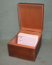 Vintage 1973 Wood Wooden Dovetail 10 x 8.5 x 6.5 Index Recipe Library Cards Box picture