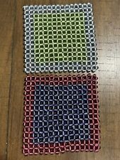 2 Vintage Acrylic Beaded Trivets 8” Square Multicolored Heavyweight in VGC picture