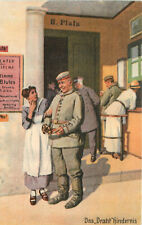 German WWI Propaganda Art Postcard karte Nr. 2 Das Draht Hindernis Immer Fachman picture
