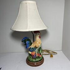 Vintage Ceramic Rooster Handpainted Table Lamp With Shade picture
