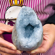 2.64LB Natural Beautiful Blue Celestite Crystal Geode Cave Mineral Specimen picture