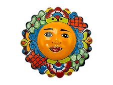 Talavera Sun Face Mexican Pottery Folk Art Hand Painted Home Decor 9.5