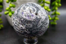 Sphalerite Sphere - Druzy w/Purple Fluorite Inclusions - 3