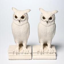 Pair Boehm Owl Figurine Bookends Bisque Porcelain Discontinued VTG picture