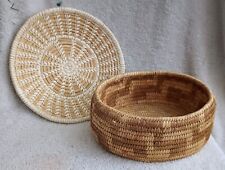 Two Vintage Papago Tohono O’odham Indian Hand Woven Geometric Design Basket Bowl picture