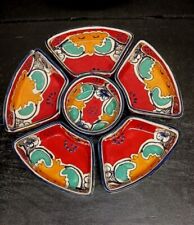 Vintage Authentic Talavera Mexican Pottery 6 Piece Chip Dip Taco Serving Set  picture