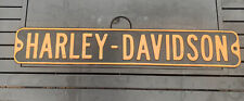 Vintage Distressed Harley Davidson Metal Street Sign Garage 36”x 6” Orange Black picture