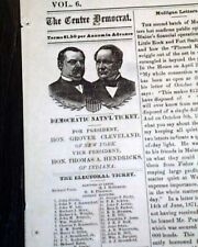 GROVER CLEVELAND Presidential Campaign Democrat Nominee NOTICE 1884 Newspaper    picture