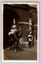 VINTAGE RPPC CHANGING OF THE GUARD SOLIDER ON HORSE POSTCARD GS picture