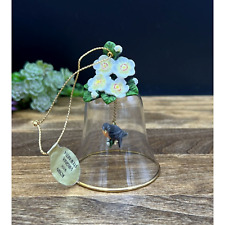 Vintage Danbury Mint Glass Bell Songbird Ornament Robin w/ Virginia Stewartia picture