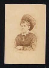 CDV trimmed down from ALBUM * LADY wearing beaded top and HAT with FEATHERS picture