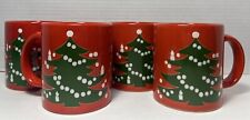 Vintage WAECHTERSBACH Red Christmas Tree Mugs Cups SET 4 Germany picture