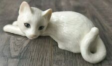 Lenox DREAM OF ME White Cat Figurine Crystals Ceramic Laying Necklace Rhinestone picture