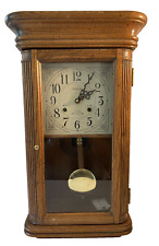 Waltham 31 Day Key Wind Wall Clock Wood Case Pendulum Approx. 24” Tall Chimes picture