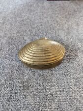 Vintage Jewelry Box Brass Seashell Clam Shell Trinket Box Hinged Lid picture