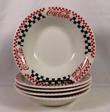 Five (5) Gibson Coca-Cola Checkered Red Black White Soup Salad Bowls 8