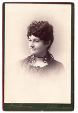 1880s Lovely Victorian Lady RARE RED EDGED GREEN CAB CARD GILT SCRIPT picture