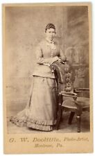 CIRCA 1880'S CDV Beautiful Woman Stunning Victorian Dress Doolittle Montrose PA picture