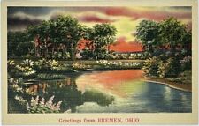 c1940's Greetings from Bremen Ohio OH Vintage Unposted NYCE Postcard picture