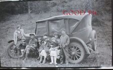 #BM5- g Vintage Amateur Photo Negative - Man-Woman- Children on Car- Nice Shot  picture
