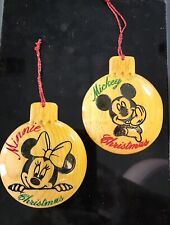 Vintage Wood Disney Mickey and Minnie Wood Christmas Ornament 3