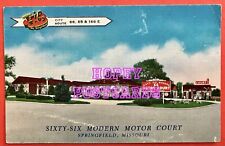 ROUTE 66 ~ SPRINGFIELD, MO~SIXTY-SIX MODERN MOTOR COURT~ linen  postcard~ 1950s  picture