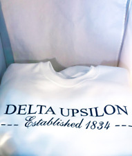 Delta Upsilon Fraternity Crewneck Sweatshirt- White-Size XL-New picture