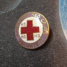 Vintage American Red Cross Volunteer White w/ Red Enamel Pin Brooch  picture