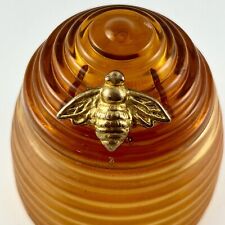 Honey Bee Hive Glass Perfume Bottle Amber Avon Vintage Vanity Moonwind READ picture
