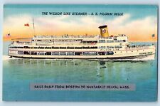 Nantasket Beach Massachusetts Postcard Wilson Line Steamer Pilgrim Belle c1940 picture