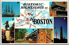 POSTCARD HISTORIC HIGHLIGHTS OF BOSTON Multiple scenes picture