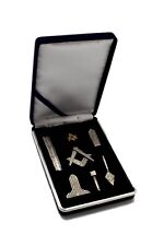 Blue Lodge Masonic Working Tools Miniature Antique Silver with Lapel Pin picture